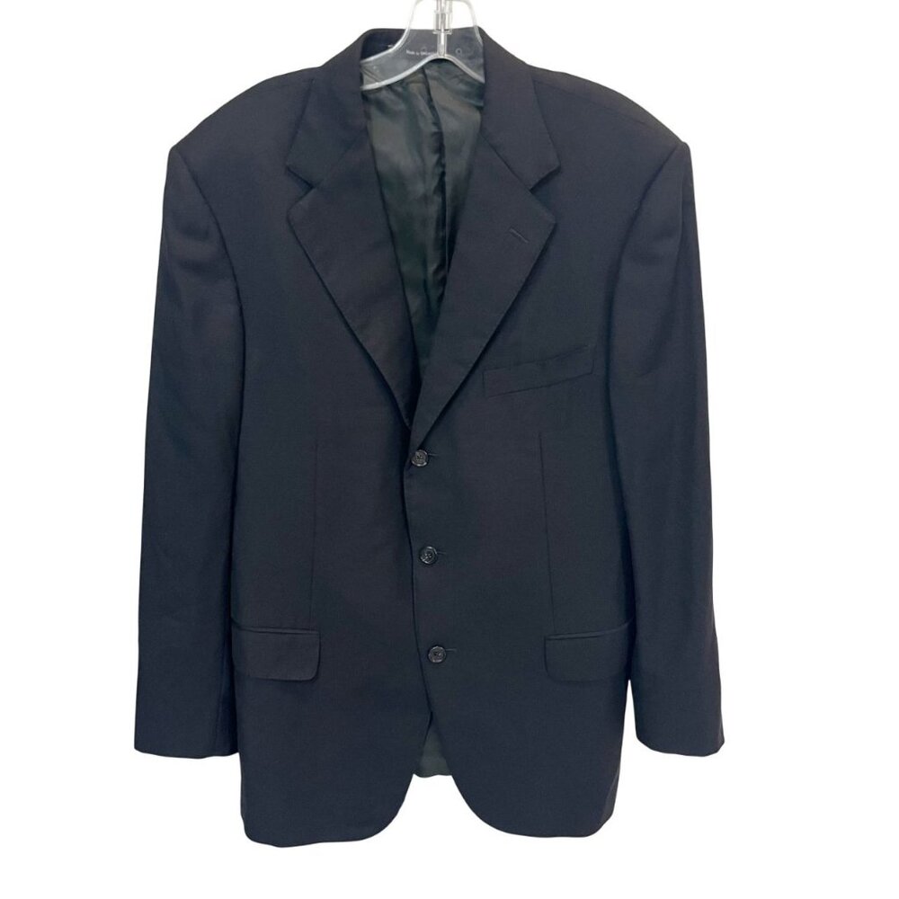 Ermenegildo Zegna Black Wool Blazer Jacket Sports Coat -‎ Men's Size IT 52 US 42